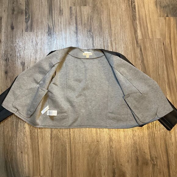 Michael Kors Womens Size XL Black Faux Leather Moto Jacket Coat‎ Lined Pockets - Picture 5 of 12